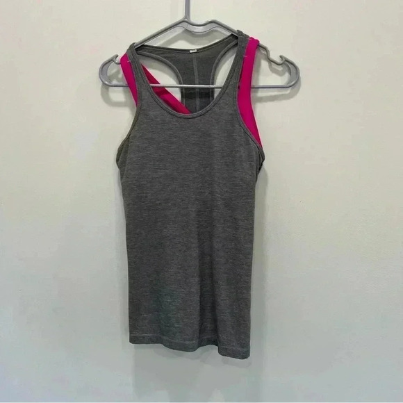 Lululemon Inspiration Tank II Heathered Slate/Jeweled Magenta Size 6 - Picture 2 of 9